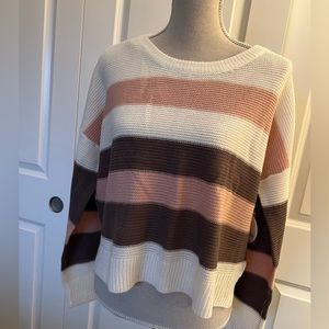 NWT Full Circle Trends Knit Striped Crew Neck Sweater Large